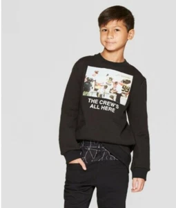 Boys' Long Sleeve 'Crew's All Here' Graphic T-Shirt art class Black New - Picture 1 of 3