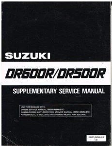 SUZUKI DR500R & DR600R ORIGINAL 1986 FACTORY SERVICE MANUAL SUPPLEMENT - Picture 1 of 1