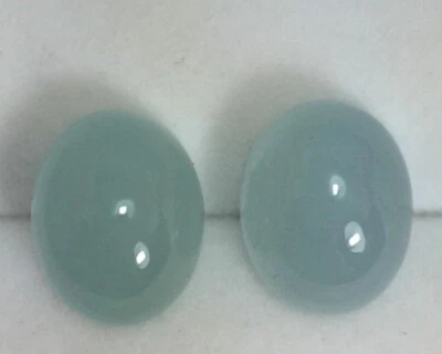 29.36Ct Divine Natural Milky Oval Aquamarine Cabochon Pair 16.1x13.2mm  Brazil - Image 1 of 2