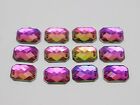 100 Rainbow AB Flatback Acrylic Faceted Rectangle Sewing Rhinestone Bead 10X14mm