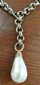 Vintage 1960's chain necklace with large faux pearl pendant. - Picture 1 of 3