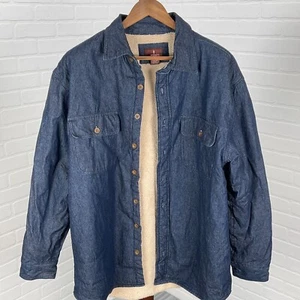 Lanesboro Shacket Mens Large 48 Blue Sherpa Denim Cotton Shirt Chore Casual - Picture 1 of 9