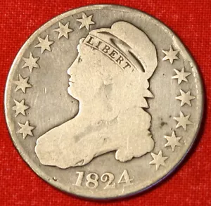 1824 Capped Bust Half Dollar 90% Silver Coin 199 years old CB07 - Picture 1 of 2
