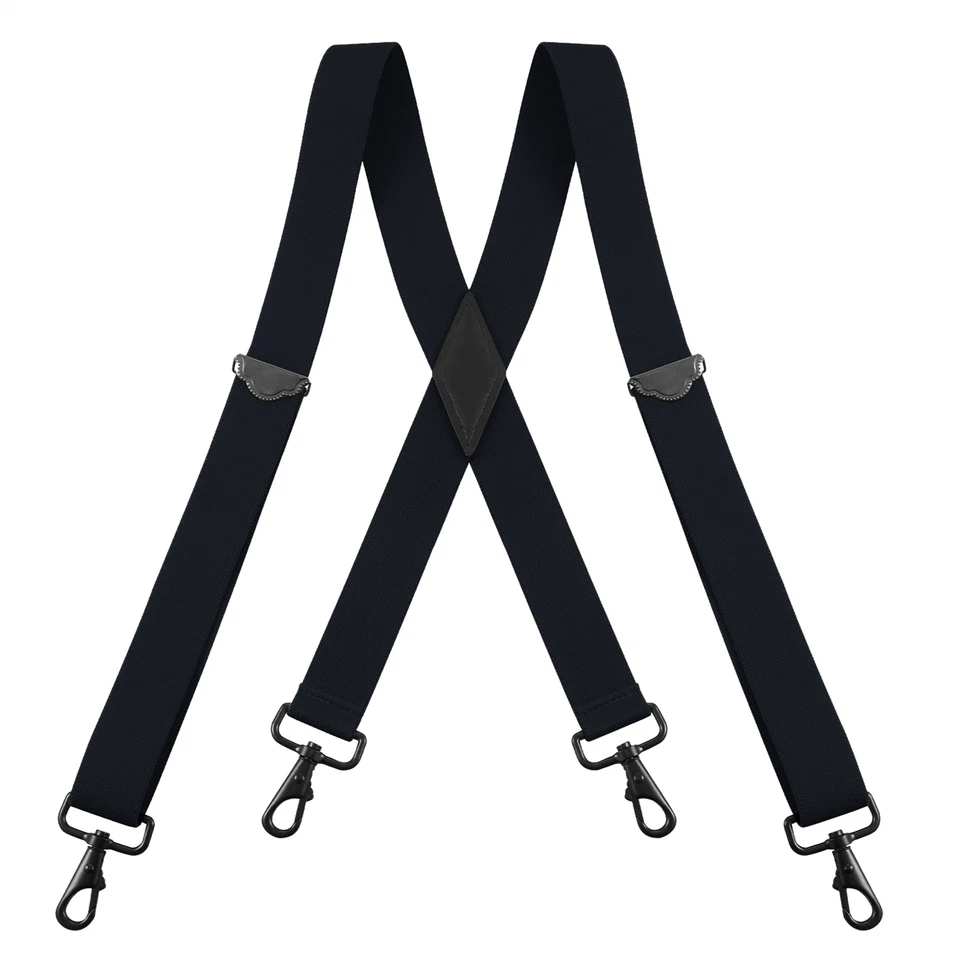 Buyless Fashion Suspenders for Men - 48" Adjustable 1 1/4" - X Back Black Hooks - Image 1 of 4