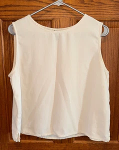 Eileen Fisher Tank Top Sleeveless Silk Crepe Bone ivory size Large shrunken - Picture 1 of 5