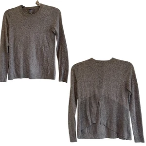 Leo & Sage Crew Neck Long Sleeve Vented Back Cotton Silk Gray Womens Size XS - Picture 1 of 7
