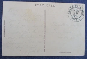 1943 Santa Fe New Mexico Unit 1 Cancel Free Frank WWII Art Postcard - Picture 1 of 2