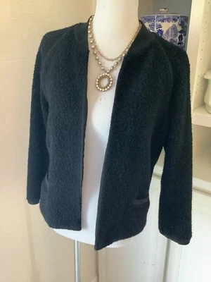 Chaqueta James Perse, Talla 3, Mediana, Lana Negra Polar, Forrada, Abierta, Bolsillos Foto 1 de 4