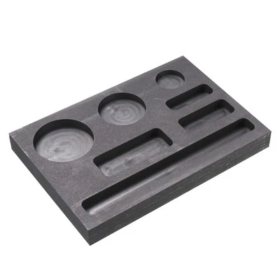 Crisol molde lingote oro plata grafito para fundición metal ranura de siete agujeros Foto 1 de 4