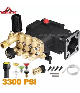 YAMATIC 3300 PSI Horizontal Triplex Pressure Washer Pump 3/4" Shaft 3.0 GPM - Picture 1 of 9