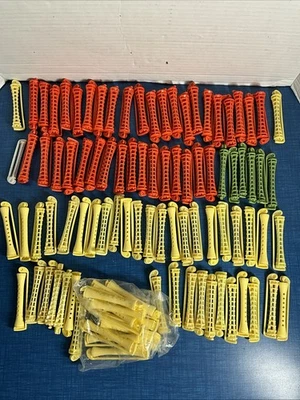 Vintage Perm Rods Yellow Orange Green Curlers Rollers Hair Lot bundle - Image 1 of 4