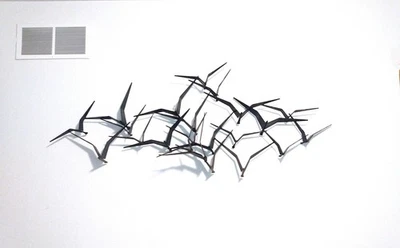 Escultura abstracta de metal soldado negro Curtis Jere Birds in Flight MCM brutalista Foto 1 de 4