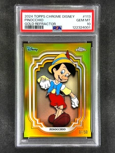2024 Topps Chrome Disney #113 Pinocchio Gold Refractor 01/50 PSA 10 Gem Mint - Bild 1 von 2