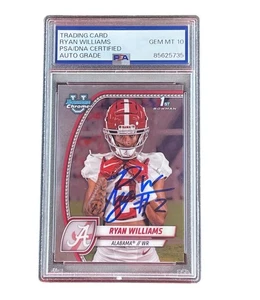 Ryan Williams Signed Card Alabama Crimson Tide Autographed Auto PSA 10 - Picture 1 of 2