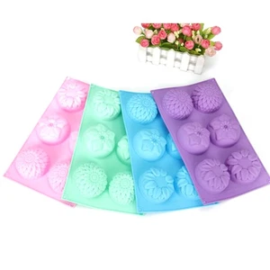 6 Hole DIY Silicone Art Handmade Soap Round Flower Shape Candle Cake Baking DSJY - Picture 1 of 8