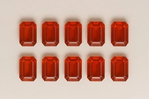 Piedra preciosa de cuarzo rojo corte rectangular para diseños de joyas elegantes modernos rojos brillantes - Imagen 1 de 8