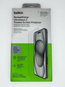 Belkin ScreenForce UltraGlass 2 Screen Protector for iPhone 15 Plus, 14 Pro Max - Photo 1 sur 4