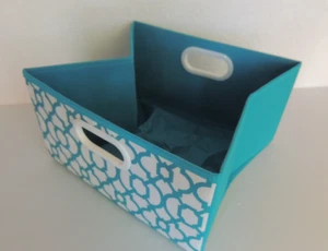 Household Essentials Decorative Storage Bins Medium Aqua Chevron 13 x 13 x 7 - Picture 1 of 6