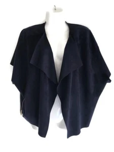 Chicos Top Large Faux Suede Draped Poncho Cardigan Camel Side Zips Open Front - Picture 1 of 7