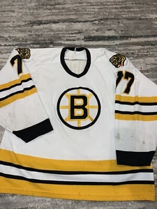 Vintage CCM NHL Boston Bruins Ray Bourque #77 White Jersey Size Large L Sewn - Picture 1 of 10