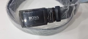 HUGO BOSS Unisex Gürtel 120 cm Leder Schwarz Neu mit Etikett Kürzbar - Bild 1 von 3