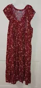 OLD NAVY BURGANDY FLORAL DRESS WOMEN SIZE 2X CHURCH EASTER WEDDING - Picture 1 of 2