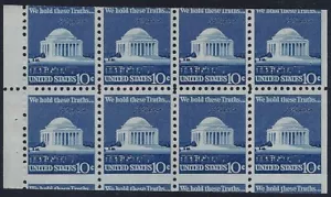 1510c - Angled Miscut Error / EFO Booklet Pane of 8 "Jefferson Memorial" Mint NH - Picture 1 of 1