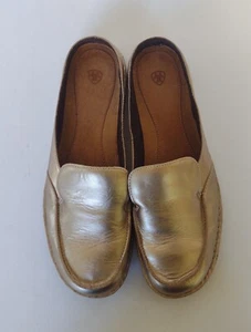Zapatos de mula sin cordones de cuero dorado metálico ARIAT para mujer talla 10 M - Imagen 1 de 7