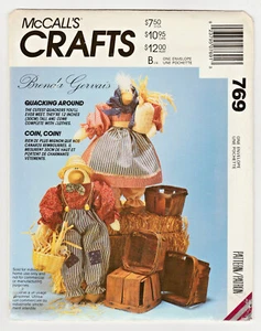 McCalls Crafts 769/6038 Boy Girl 12" Duck Doll Uncut Sewing Pattern Doll Clothes - Picture 1 of 2