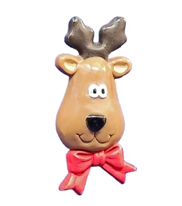 Hallmark PIN Christmas Vintage REINDEER RODNEY HEAD 1986 Holiday Brooch - Picture 1 of 3