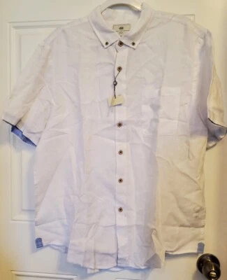 2XL - Camisa de lino para hombre Report Collection Blanca - Botón arriba  Foto 1 de 4