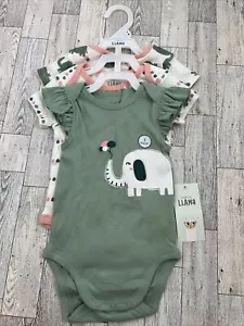 Bundle of 3 LAUGHING LLAMA Infant Baby Girls' 9m Short Sleeve Bodysuits ruffle - Picture 1 of 7