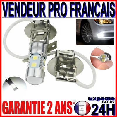 AMPOULE H3 LED A 10 SMD LAMPE BLANCHE EN XENON 6000K POUR ANTI BROUILLARD 12V - Photo 1/4