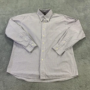 Bills Khakis Shirt Mens Extra Large Button Up Gingham Check Purple White Casual - Picture 1 of 10