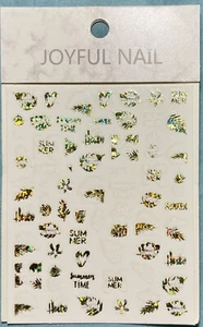 Nail Stickers Art Decal DIY Design 3D Waterproof Gold White Summertime 1048 - Picture 1 of 4