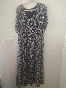 J.Jill Womens Floral Ruffle Tie Belt Maxi Dress Tiered Sz 2X Cottagecore Casual - Picture 1 of 6