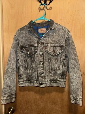 VTG Levis Denim Jacket Acid Wash Blanket Lined 80s Trucker Size Large - Image 1 of 4