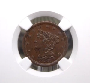 1853 Braided Hair C-1 Half Cent 1/2c NGC MS62 BN #002 Uncirculated Unc ECC&C Inc - Picture 1 of 5