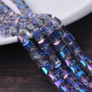 6mm Cube Square Faceted Austria Crystal Colorful Loose Beads Jewelry DIY Making