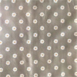 Vinyl Pvc Tablecloth White Daisy on Grey Plastic Wipe Clean Table Cloth (284) - Picture 1 of 1