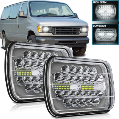 2PCS For Ford E-350 Econolin E-150 E-250 7x6'' LED Headlights High Low Beam DOT Foto 1 de 4