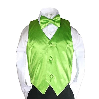 23 Colors New Satin Vest + Bow Tie set for Baby Boy Kids Formal Tuxedo Suit S-7 - Image 1 of 2