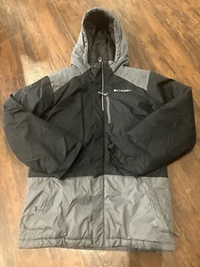 Columbia Lightning Liff Ski Jacket Boys Kids Medium Black Gray Full Zip Hoodie - Picture 1 of 6