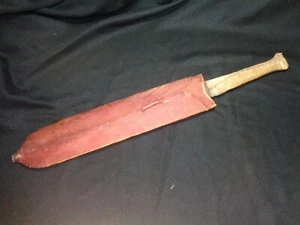 Antikes afrikanisches Jagd-/Allzweckmesser Stahl Holz Rohhaut Massai Seme Yoruba Ida - Bild 1 von 12