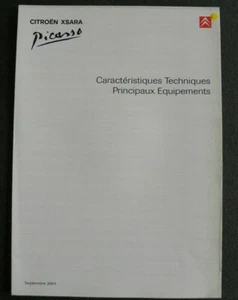 Brochure CITROEN XSARA PICASSO caractéristiques techniques équipements 09 - 01 - Photo 1/2
