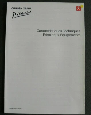 Brochure CITROEN XSARA PICASSO caractéristiques techniques équipements 09 - 01 - Photo 1/2