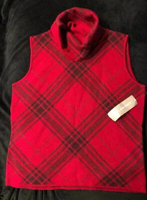 Suéter grande Jones New York para damas de lana claret sin mangas cuello alto nuevo con etiquetas Foto 1 de 4