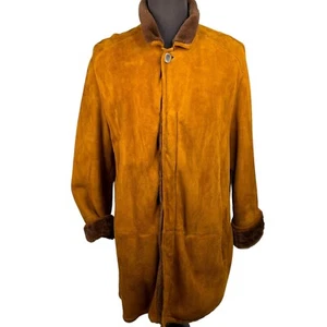 Shearling Leather Coat Vintage Men Coat Brown Made In Italy Fur Lined 42 EU52 - Imagen 1 de 23