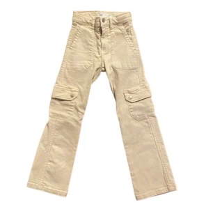 ZARA Girls Cargo Pants Size 7 Stretch Beige Casual - Picture 1 of 9