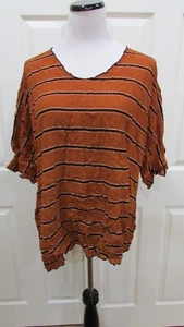NOBLU OVERSIZED RAYON STRIPE TOP PUMPKIN/BLACK SIZE M/L NEW/TAG - Picture 1 of 4
